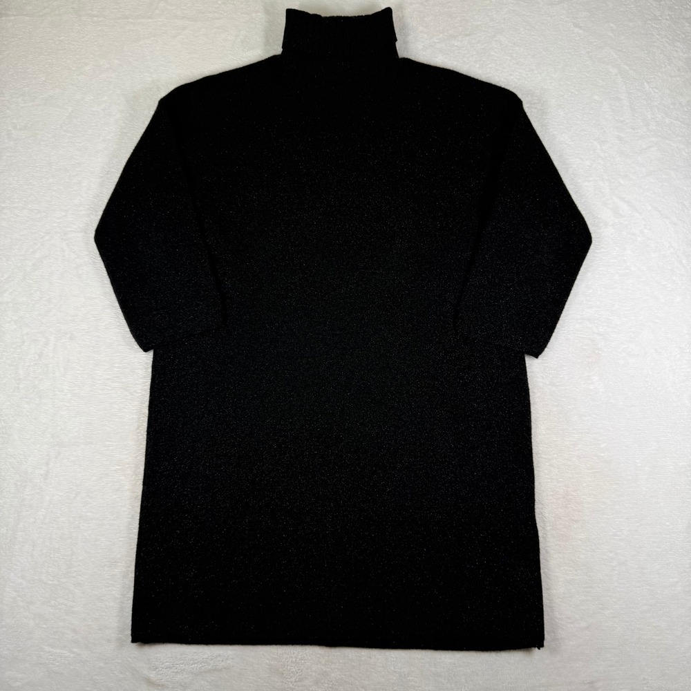 Pomander Place Black Metallic Shimmer Turtleneck Knit Dress XS Y19852T